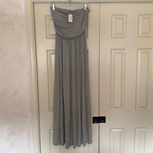 Heather grey strapless cotton maxi dress